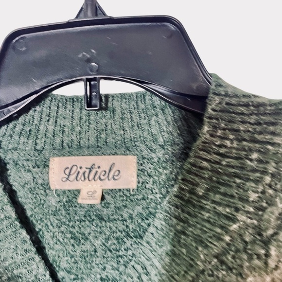 Listicle Green long sleeve textured cable sweater size L - Picture 3 of 7